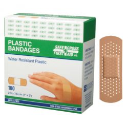SAFECROSS FIRST AID 03040, BANDAGE-FIRST AID - PLASTIC 1"X 3" BOX 100/BX 03040