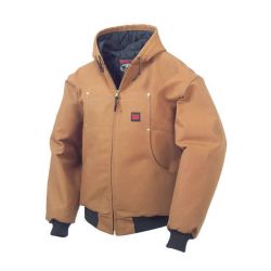 RICHLU TOUGH DUCK 512316-BRN-S, TOUGH DUCK QUILTED HOODED - BOMBER -BROWN 512316-BRN-S
