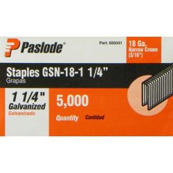 ITW CONSTRUCTION PRODUCTS PASLODE 650341, STAPLES-18 GAUGE - GS18 X 1-1/4" 5000/BX 650341