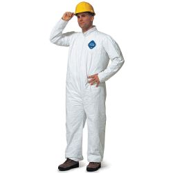DUPONT TY125SWH2X002500, COVERALLS-TYVEK WHITE-ZIPPER - ELASTIC WRIST/ANKLE XX-LARGE TY125SWH2X002500