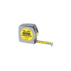 STANLEY 33-428, TAPE RULE- YELLOW CLAD - 7.5M/25' X 1" 33-428