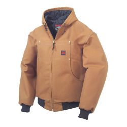 RICHLU MANUFACTURING 5123LGE-BRN, TOUGH DUCK QUILTED HOODED - BOMBER -BROWN 5123LGE-BRN