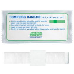 SAFECROSS FIRST AID 02424, BANDAGE-CONFORMING, STRETCH - 10.2 X10.2 CM (4" X 4") 02424