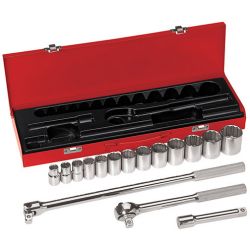 KLEIN TOOLS 65512, SOCKET-WRENCH SET, 16-PC. 1/2" - DRIVE 65512