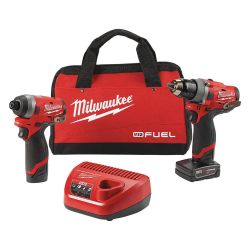 MILWAUKEE 2596-22, COMBO KIT - 2 TOOL M12 W/ 1/2" - DRILL DRIVER & 1/4" HEX IMP DR 2596-22