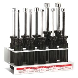 KLEIN TOOLS 70200, NUT-DRIVER SET, 10-PC. METRIC, - 3" HOLLOW-SHAFT W/ STAND 70200