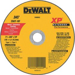 DEWALT DW8852, WHEEL 5" X .045" X 7/8" XP - CUT-OFF TYPE 1 DW8852