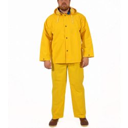 RAIN SUIT-YELLOW 3 PC - PVC ON POLYESTER LARGE