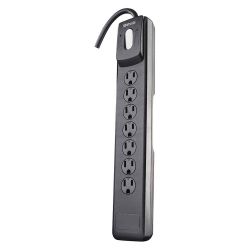 SURGE PROTECTOR,BLACK,7 OUTLET S,10 FT.