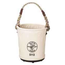 KLEIN TOOLS 5113, 12" X 9" TAPERED WALL BUCKET - #6 CANVAS W/ROPE HANDLE 5113