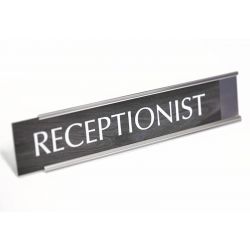 NAME PLATE - BLACK BACKGROUND SILVER LETTERS, 10"L X 2"H