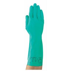 CHEMICAL-RESISTANT GLOVES, BLUE, SIZE 7, 13 IN, GAUNTLET CUFF, SMOOTH TEXTURE