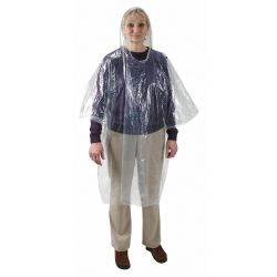 DISPOSABLE PONCHO,CLEAR,PK 24