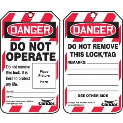 LOCKOUT TAG,5-3/4IN.H,3/8IN.HO LE,PK25