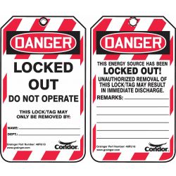 LOCKOUT TAG,3-1/4 IN.WX5-3/4 I N. H,PK100