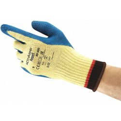 CUT RESISTANTGLOVES,SIZE 10,BLUE/YELLOW,HEAVY,  NATURAL RUBBER LATEX/KEVLAR