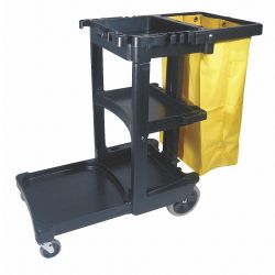 Janitor Cart,Black,1 Shelf,38- 3/8 In. H