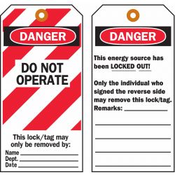 TAGS DO NOT OPERATE CARDSTOCK 25/PK