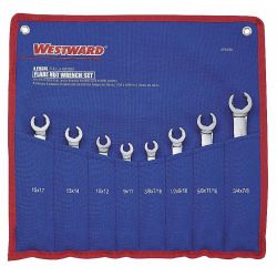 FLARE NUT WRENCH SET,8 PIECES, 6 PTS
