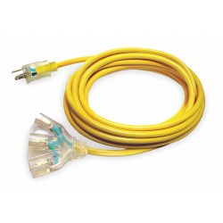 EXTENSION CORD,3-OUTLET,YELLOW 12/3 GA.