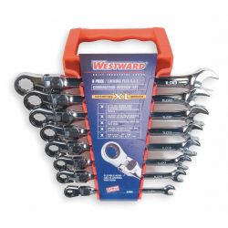 RATCHETING WRENCH SET,SAE,12 P T.,8