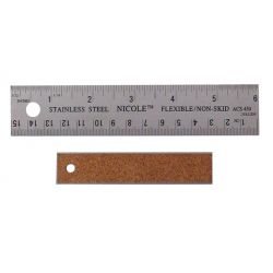  ROK 28312, STAINLESS STEEL RULER WITH - CORK BACK 12" / 300 MM 28312