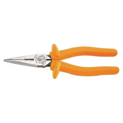 KLEIN TOOLS D203-8N-INS, INSULATED LONG-NOSE PLIERS, HD - SIDE CUTTERS/SKIN. HOLE, D203-8N-INS