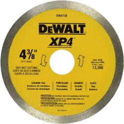 DEWALT DW4738, BLADE-PORCELAIN TILE - 4-3/8" XP4 PREMIUM DW4738