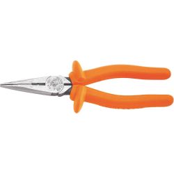 KLEIN TOOLS D203-8-INS, PLIERS-INSULATED LONG NOSE - 8-5/16" SIDE CUTTER H/D D203-8-INS