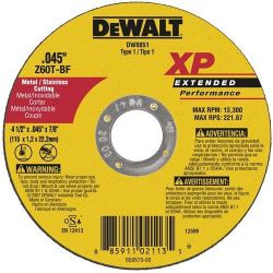 DEWALT DW8850, WHEEL 4 X .045 X 5/8 - CUT-OFF XP TYPE 1 DW8850
