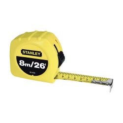 STANLEY 30-456, TAPE RULE- YELLOW CLAD - 8M/26' X 1" 30-456