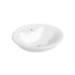 MANSFIELD PLUMBING 802010000, LUNA 17-1/2" ROUND CHINA ABOVE - COUNTER 1-HOLE DRILLING-WHITE 802010000