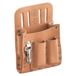 KLEIN TOOLS 5126, TOOL POUCH, LEATHER, - 5-POCKETS, KNIFE SNAP 5126