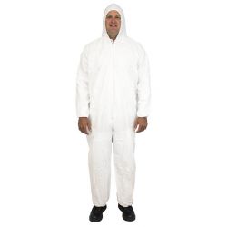 CANSAFE - SAFETYZONE DCWH-MD-BB-HEWA, COVERALL - W/HOOD WHITE SZ MED - ELASTIC WRIST/ANKLE DCWH-MD-BB-HEWA