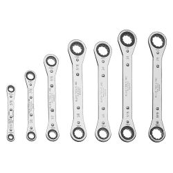 KLEIN TOOLS 68222, RATCHETING BOX WRENCH SET, - 7-PC. W/ POUCH 68222