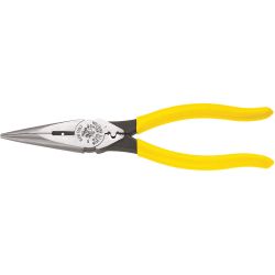 KLEIN TOOLS D2038NCR, PLIERS-LONG NOSE SIDE CUTTERS - CRIMPING DIE & STRIPPING HOLES D203-8NCR