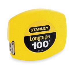 STANLEY 34-106, TAPE RULE- YELLOW CLAD - 100' X 3/8 34-106