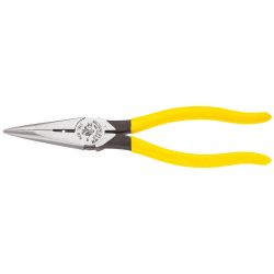 KLEIN TOOLS D203-8N, PLIERS-LONG NOSE SIDE CUTTER - 8" H/D SKINNING HOLE D203-8N