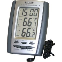GENERAL TOOLS DT898P, IN & OUTDOOR THERMOMETER W/ - JUMBO DISPLAY DT898P